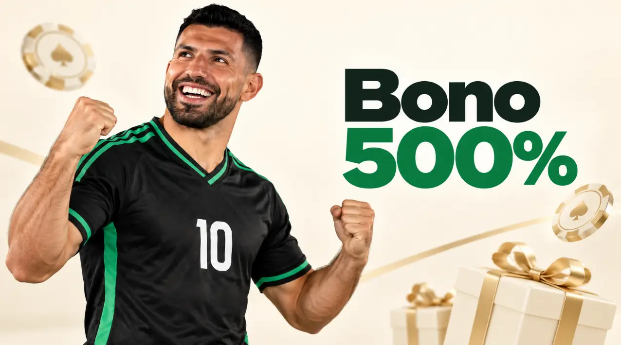 Bono de bienvenida del Kun Aguero: 500% + 70 FS